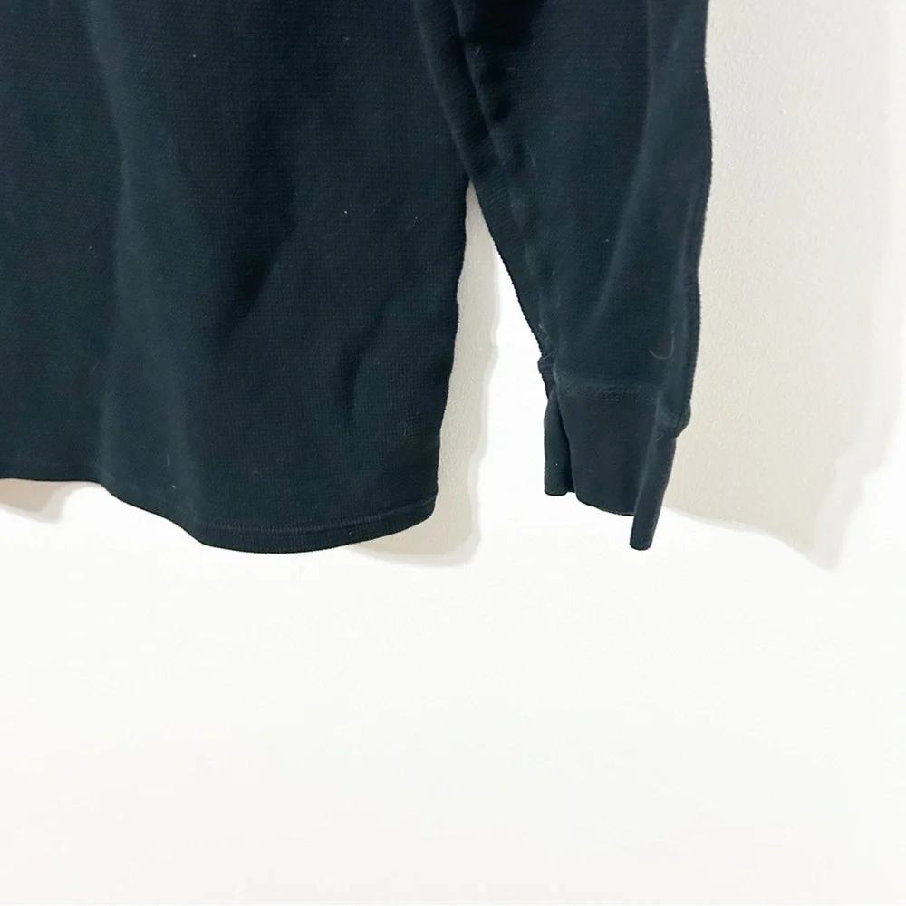 Polo Ralph Lauren Sleepwear Black Waffle Knit Long Sleeve Tee Gold Logo Accent